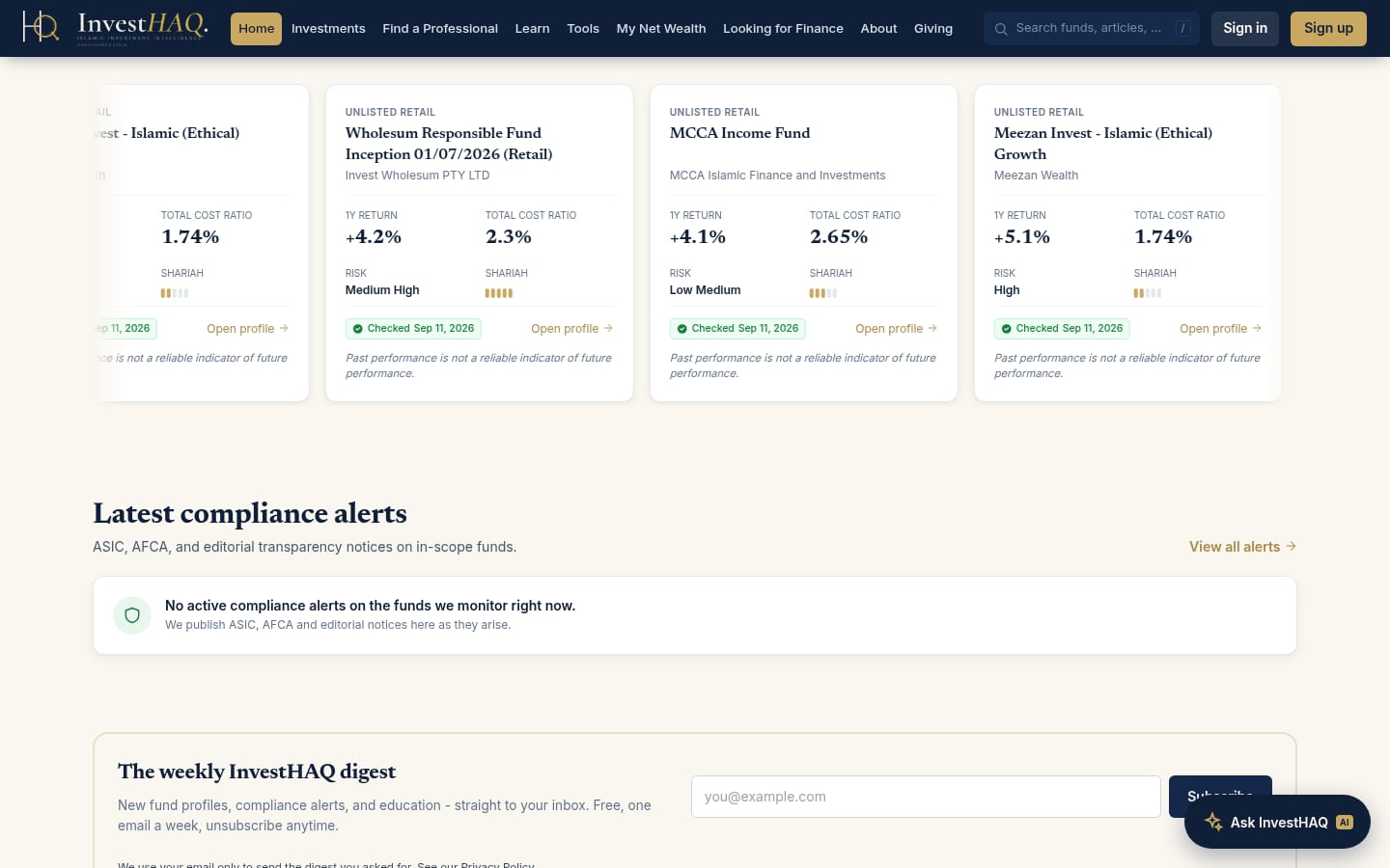 Screenshot of InvestHAQ